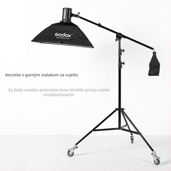 Zhijie adapter držača foto lampe s univerzalnim kotačem, cantilever okretna ploča i križna ruka (310 g)