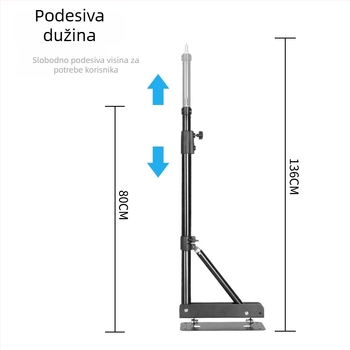Stropni držač za fotografiju s dvije sekcije teleskopskim stupnjem — nosivost 5 kg, radna visina 130–180 cm, promjer cijevi 30/35 mm