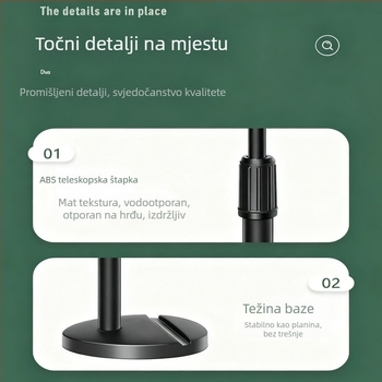 Stolni nosač za mobitel, podesiv, ABS materijal, jednostavan dizajn, za fotografiju i prijenos uživo
