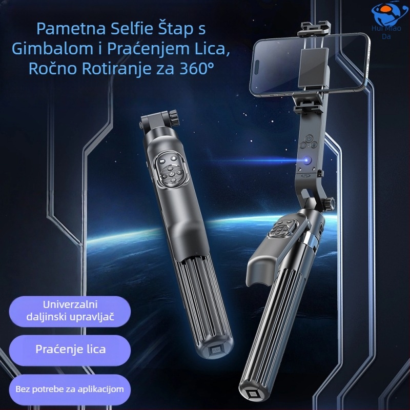 Selfie štap s inteligentnim praćenjem, 360° rotacija, praćenje lica, gimbal protiv podrhtavanja, aluminijski okvir