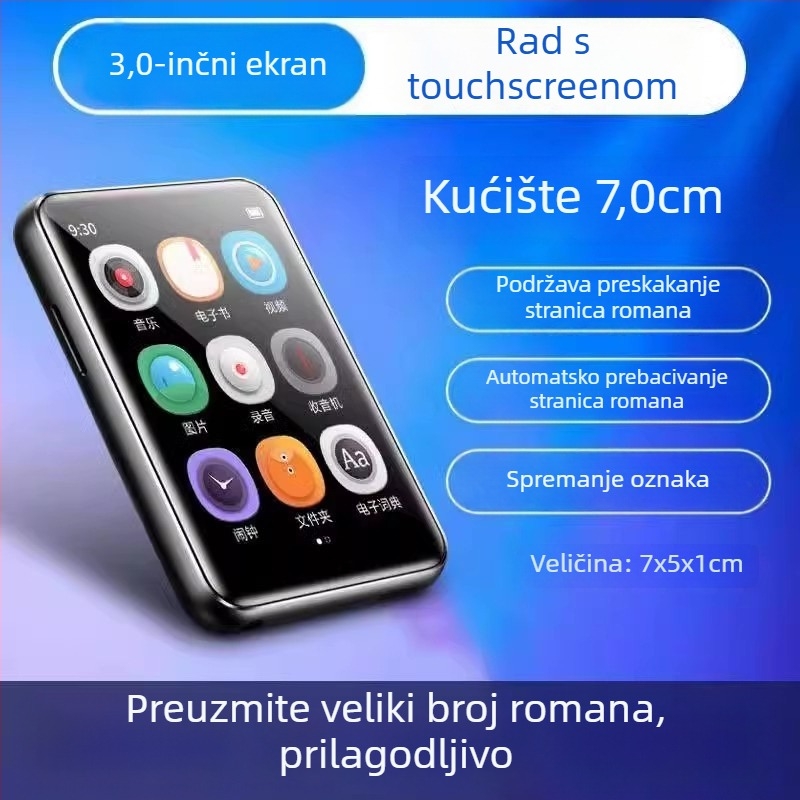 Elektronički čitač knjiga s Bluetooth MP3, napajanje iz cigaretne utičnice automobila, model T8, 128MB memorije, MP3 sučelje automobila; paket uključuje punjač i Bluetooth slušalice