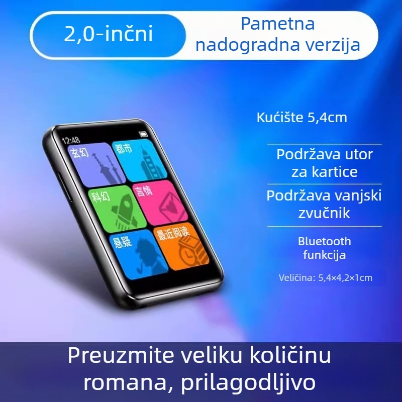 Elektronički čitač knjiga s Bluetooth MP3, napajanje iz cigaretne utičnice automobila, model T8, 128MB memorije, MP3 sučelje automobila; paket uključuje punjač i Bluetooth slušalice