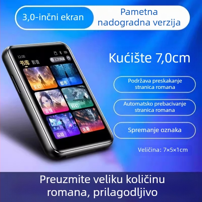 Elektronički čitač knjiga s Bluetooth MP3, napajanje iz cigaretne utičnice automobila, model T8, 128MB memorije, MP3 sučelje automobila; paket uključuje punjač i Bluetooth slušalice