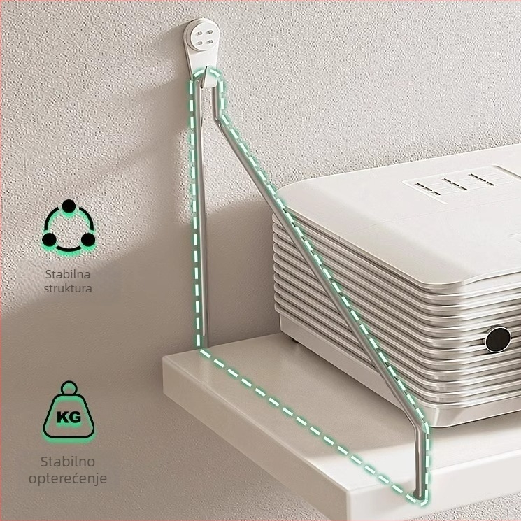 Zidni nosač projektora – bez bušenja, zidna polica za noćni ormarić i dnevnu sobu, prilagodljiva radna visina