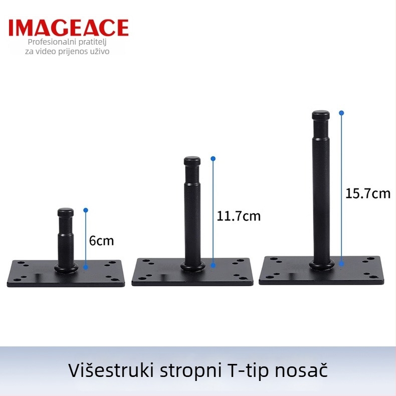 Stalak za rasvjetu za plafon, fotografijski, višestruko podešavanje kutova, željezo, promjer cijevi 16 mm, nosivost 5 kg — Shadow Knight