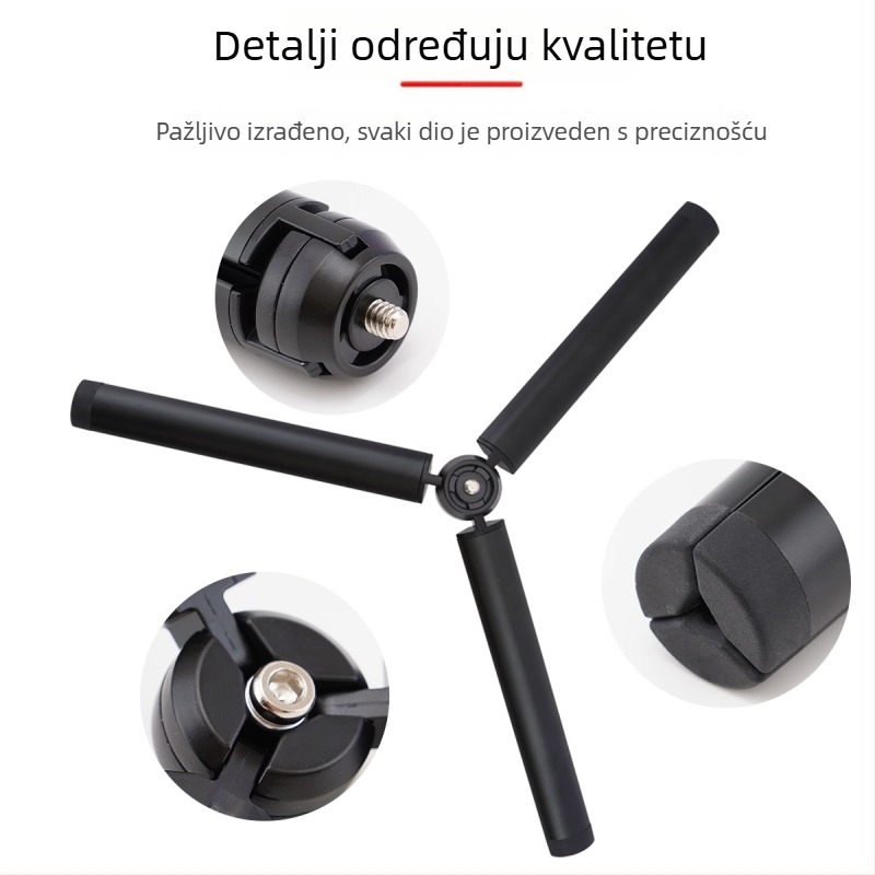 Stativ od aluminijske legure s kugličnom glavom, 3 sekcije, nosivost do 2 kg, težina 152 g