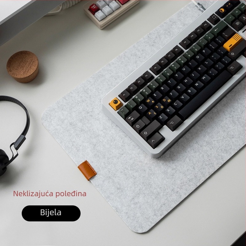Podložnica za miš od filca s kožnom oznakom, ekstra velika, protuklizna desk podloga za gaming i rad, teksturirana, personalizirana