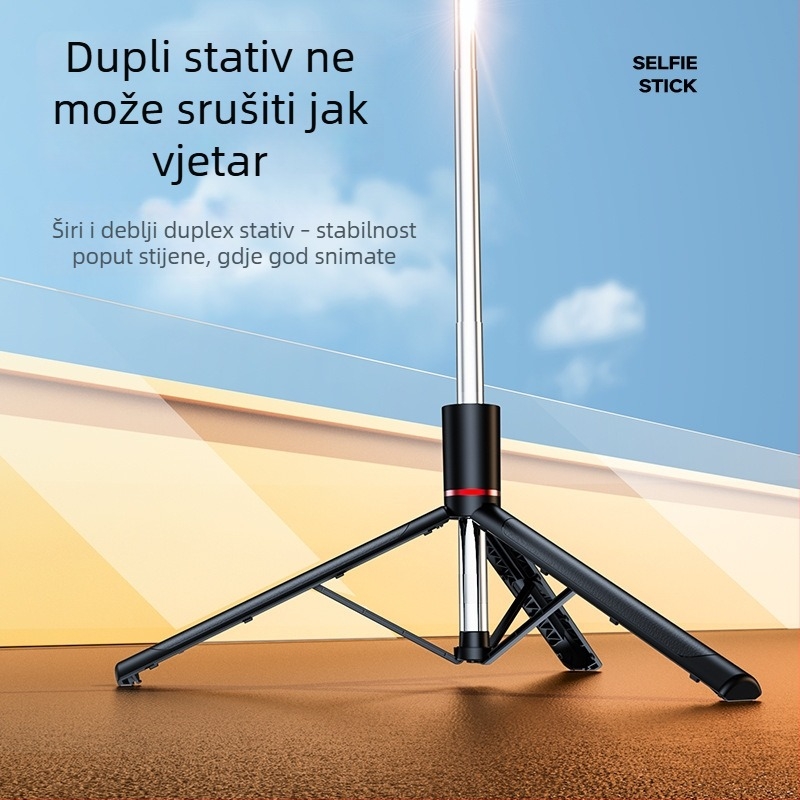 Bluetooth gimbal selfie štap sa stativom — 3-u-1 držač za telefon, ugrađeno svjetlo, daljinsko upravljanje, univerzalna kompatibilnost