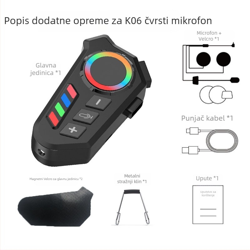 Bluetooth slušalica za kacigu – vodootporna, redukcija buke, dvostrani stereo zvuk, Bluetooth 6.0, domet 10 m