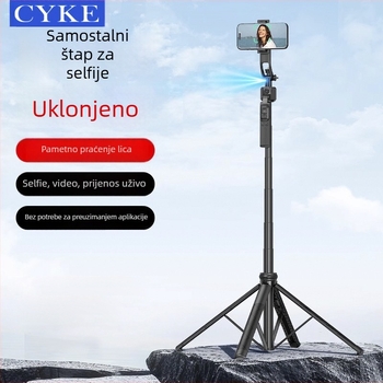 CYKE Držač za telefon za livestream s trokutnim stativom, gimbal stabilizatorom i praćenjem lica, aluminij