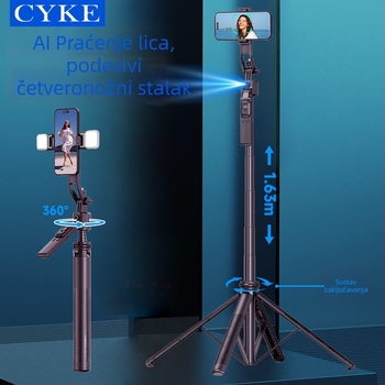 CYKE Držač za telefon za livestream s trokutnim stativom, gimbal stabilizatorom i praćenjem lica, aluminij