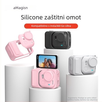 Amagisn silikonska zaštitna maska za Insta360 GO Ultra – kompatibilna s TF15/TF16/TF17, sadrži zaštitni poklopac za objektiv, kaiš za vrat, privezak za kapu objektiva i naljepnicu s logom