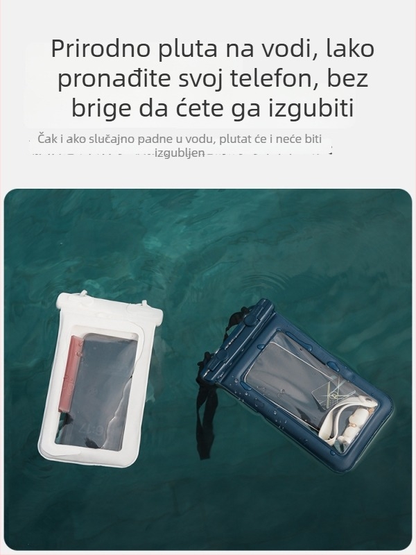 Plivajuća vodootporna torbica za telefon s dvostrukim kukicama, spužvasti dizajn, velik kapacitet za aktivnosti na otvorenom