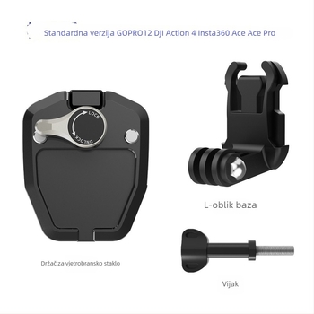Klip za vjetrobran za akcijske kamere (GoPro, DJI, Insta360) – aluminijska legura, modeli AG1536/AG1537