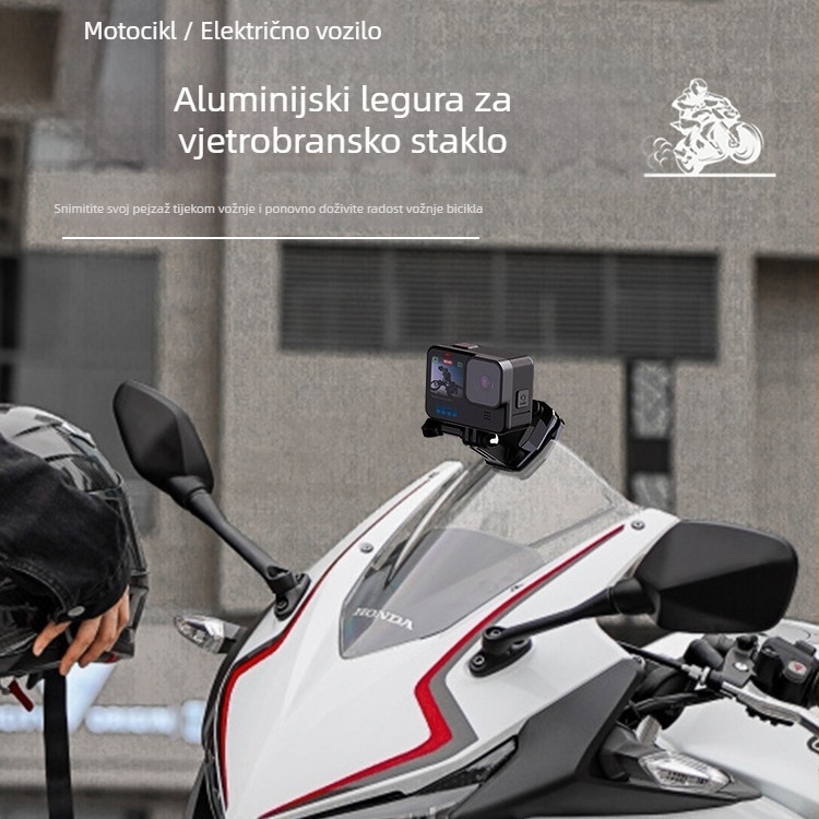 Klip za vjetrobran za akcijske kamere (GoPro, DJI, Insta360) – aluminijska legura, modeli AG1536/AG1537