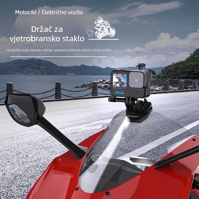 Klip za vjetrobran za akcijske kamere (GoPro, DJI, Insta360) – aluminijska legura, modeli AG1536/AG1537