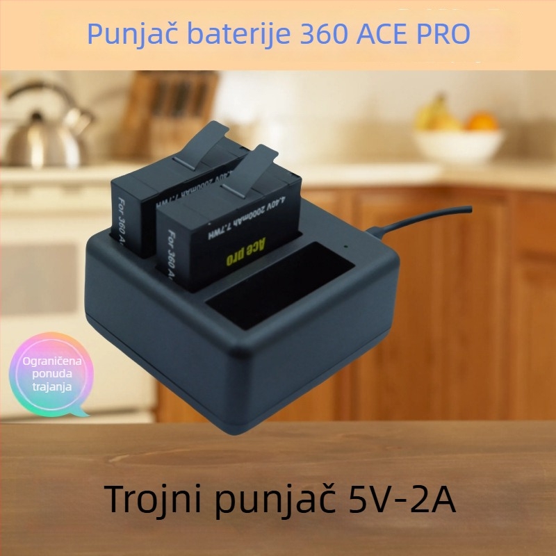 Trokanalni punjač baterija za Insta360 Ace Pro/Pro2 (Model: Insta360acepro; Materijal: Plastika)