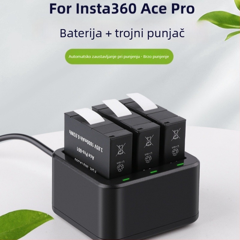 Trokanalni punjač baterija za Insta360 Ace Pro/Pro2 (Model: Insta360acepro; Materijal: Plastika)