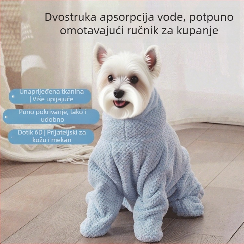 Ogrtač za kupanje psa — upijajući, brzo se suši, debeli materijal, potpuno prekrivanje