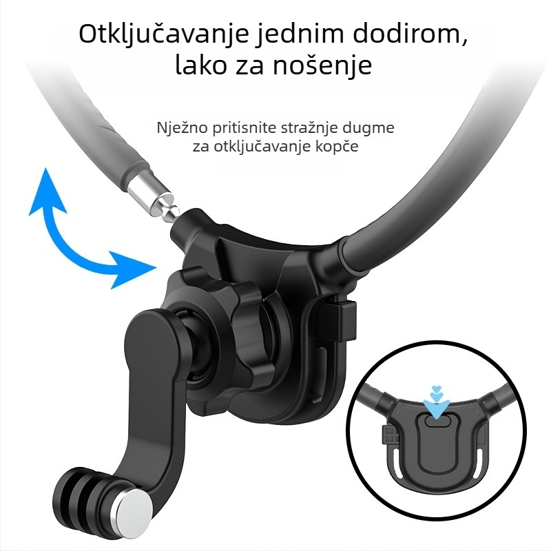 peoolo Halter necklace holder — Držač za vrat s brzim otpuštanjem za sportske kamere i pametne telefone, silikon, mogućnost prilagođenog logotipa