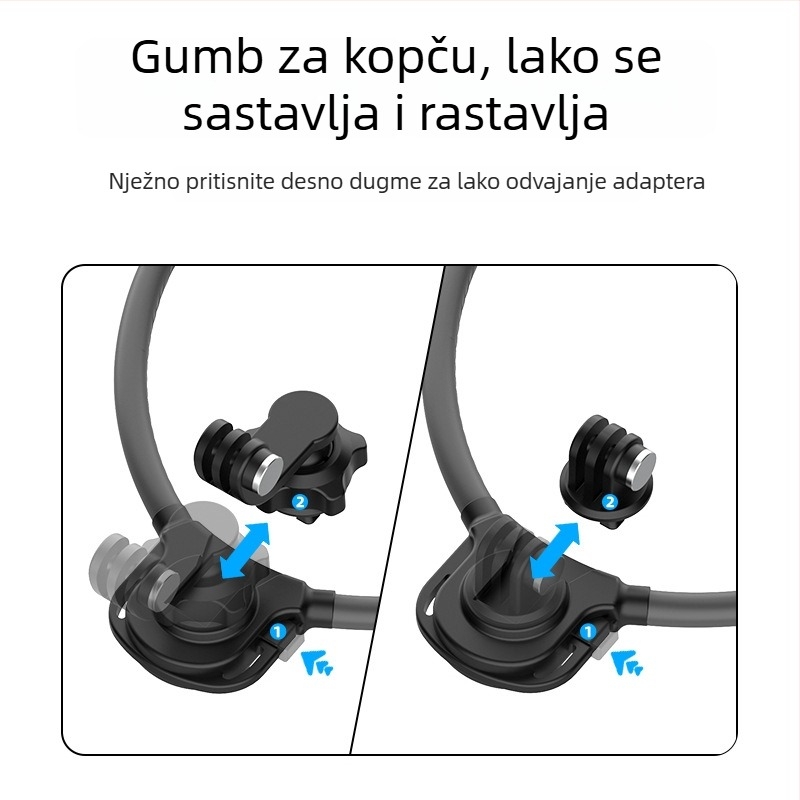 peoolo Halter necklace holder — Držač za vrat s brzim otpuštanjem za sportske kamere i pametne telefone, silikon, mogućnost prilagođenog logotipa