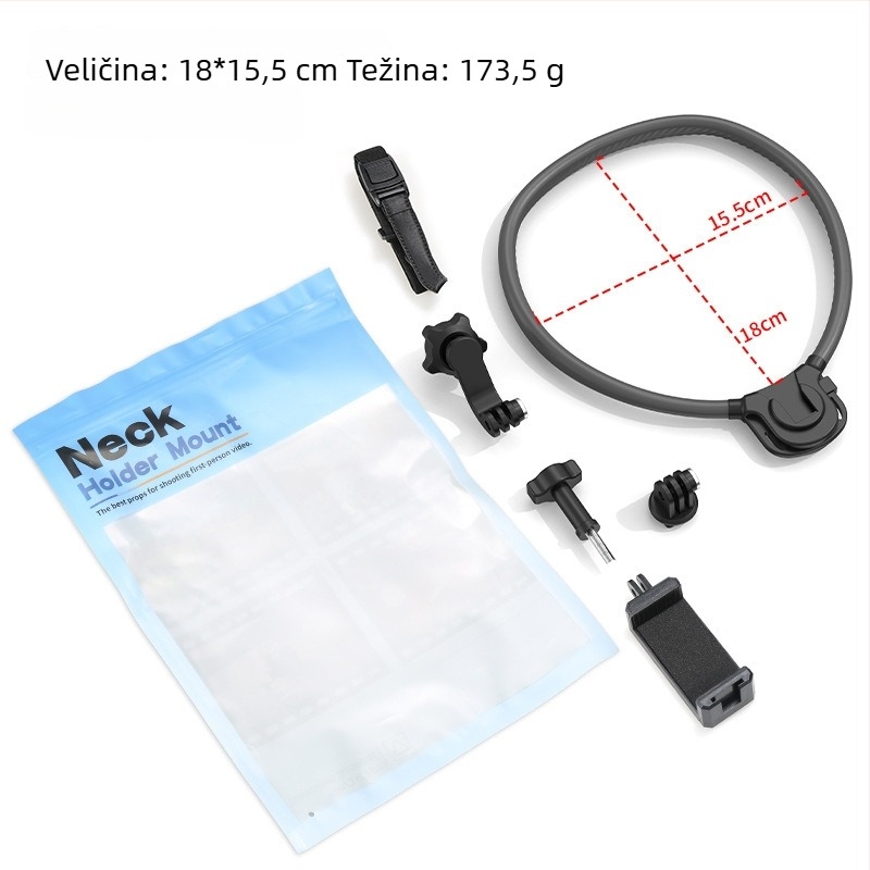 peoolo Halter necklace holder — Držač za vrat s brzim otpuštanjem za sportske kamere i pametne telefone, silikon, mogućnost prilagođenog logotipa