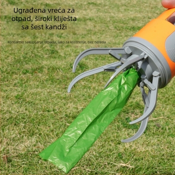 Prijenosni šestozubni skupljač za pse s ugrađenom vrećicom za otpatke, od plastike, za vanjsku upotrebu