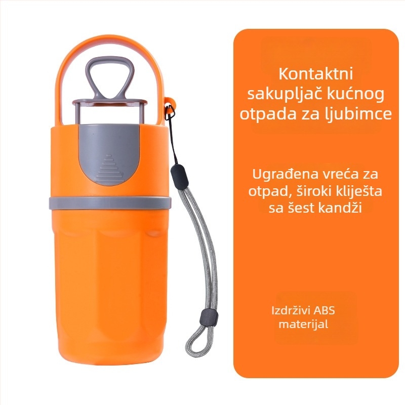 Prijenosni šestozubni skupljač za pse s ugrađenom vrećicom za otpatke, od plastike, za vanjsku upotrebu
