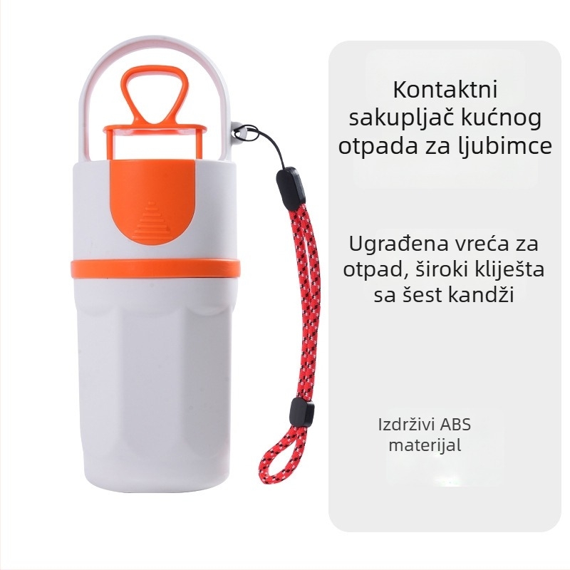 Prijenosni šestozubni skupljač za pse s ugrađenom vrećicom za otpatke, od plastike, za vanjsku upotrebu