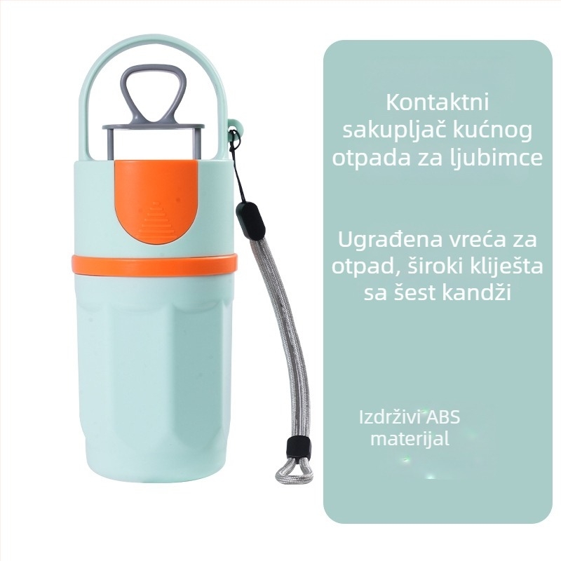 Prijenosni šestozubni skupljač za pse s ugrađenom vrećicom za otpatke, od plastike, za vanjsku upotrebu