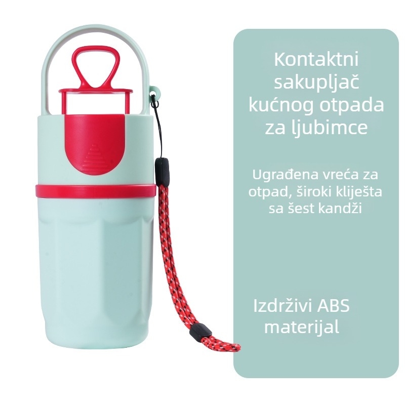 Prijenosni šestozubni skupljač za pse s ugrađenom vrećicom za otpatke, od plastike, za vanjsku upotrebu
