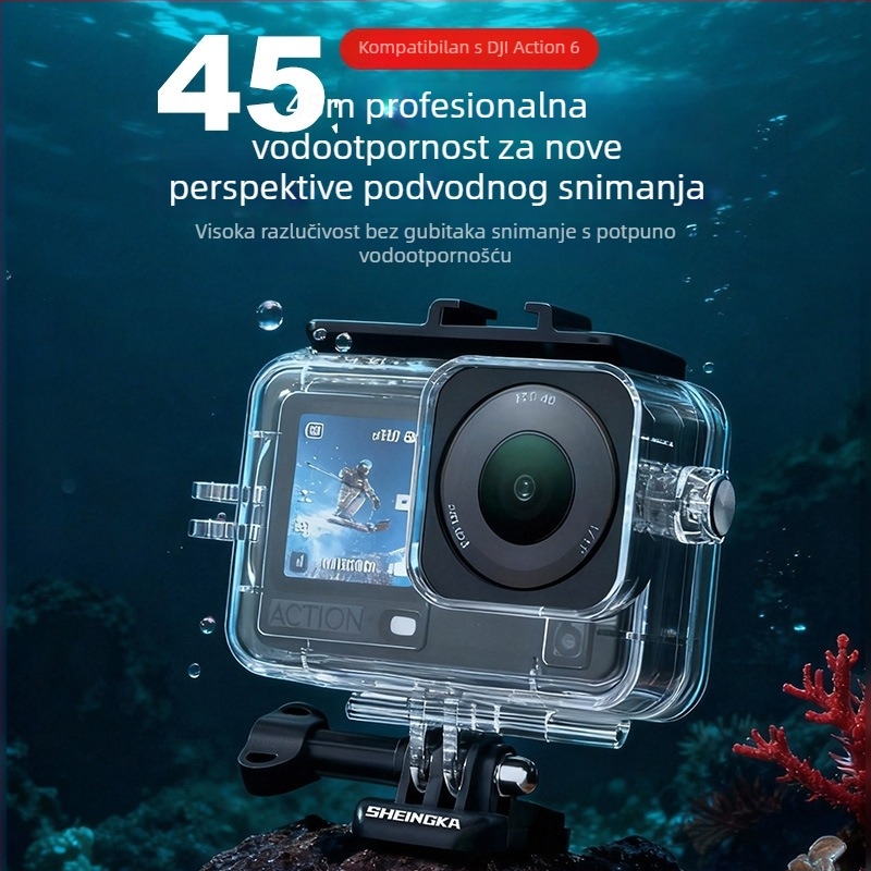 Vodootporno zaštitno kućište za DJI Action 6, antifog, od kaljenog stakla, kompatibilno s Action 6