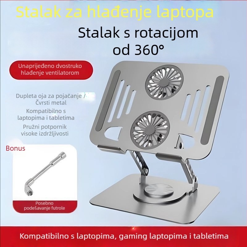 Stolac za prijenosno računalo s rotacijom, Model 286, Karbonska čelična, Desnai, Za prijenosna računala, ultrabookove i druge, Duljina kabela 1 m