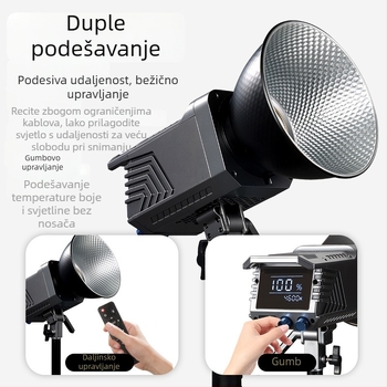 Prijenosna fotografijska rasvjeta 100W s COB, bi-kolor 2700K–7500K, 220V, promjenjiva svjetlina