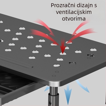 Stolni stalak s policom i ladicama, podizni stalak za monitor i laptop, visina podesiva, materijal od hladno valjanog čelika + plastika, neto težina 864 g