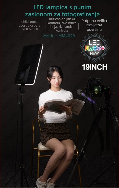 KJX-soft light Profesionalna fotografijska lampa, tri LED-ova od 100W, boja temperatura 3200–5700K, prilagodljiva jačina svjetla, 110–220V