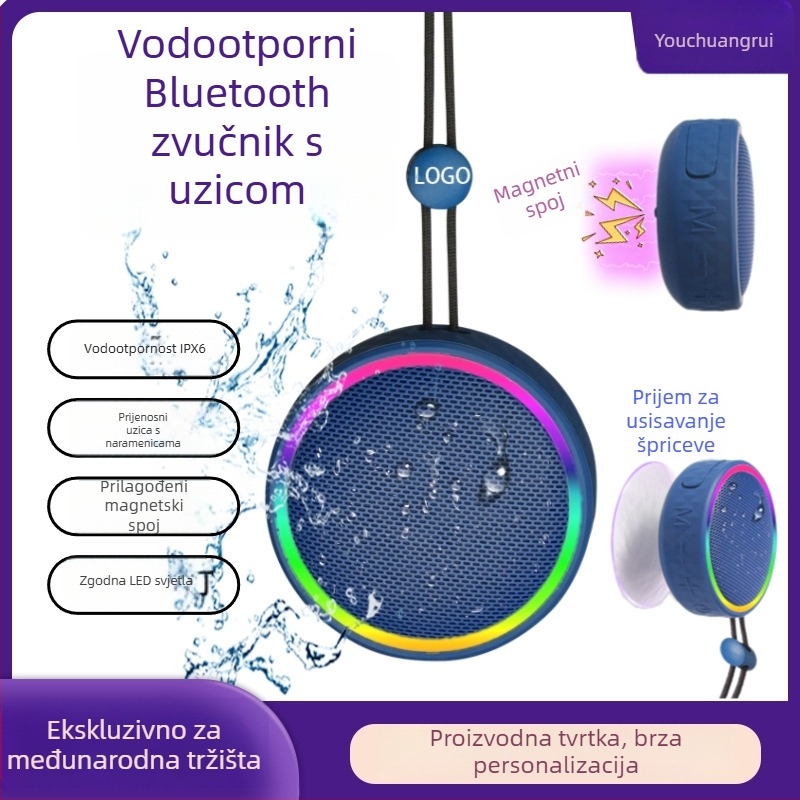 Bluetooth zvučnik, IPX6 vodootporan, vakuumsko držanje, TF kartica do 32GB, 6 sati reprodukcije