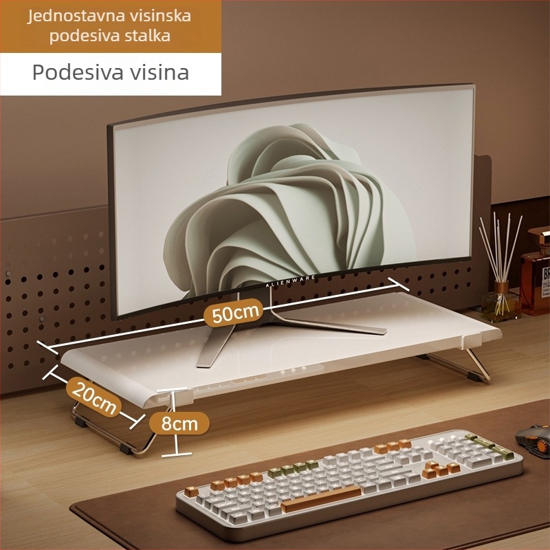 Stalak za podizanje monitora i prijenosnog računala na stol – karbon čelik, sklopiv, višefunkcijski, pokretan, moderni minimalistički stil