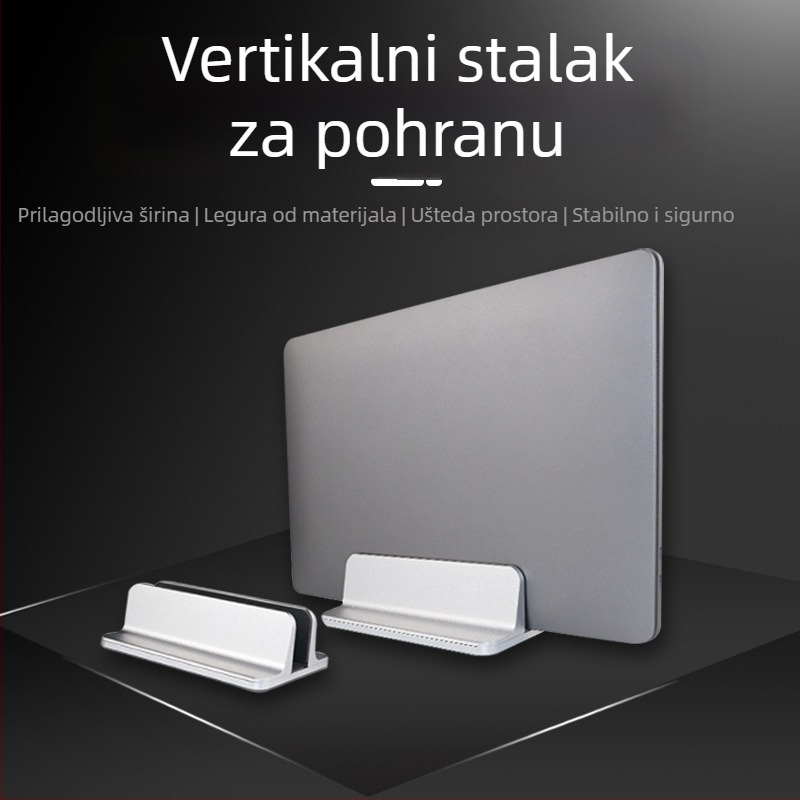 Vertikalni nosač za notebook – aluminijska legura, univerzalna kompatibilnost s laptopom, model HGS09, težina 600 g, stolna upotreba