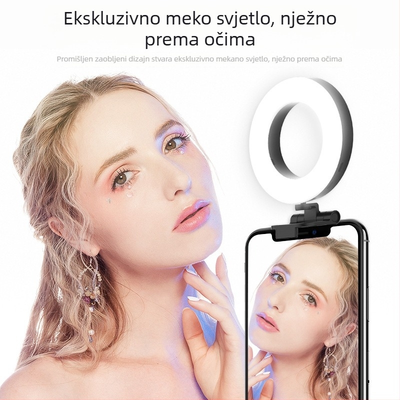 Klip-om kružno svjetlo za live streaming — za mobitel i računalo, USB napajanje 5V, manje od 10W, promjenjiva jačina svjetla