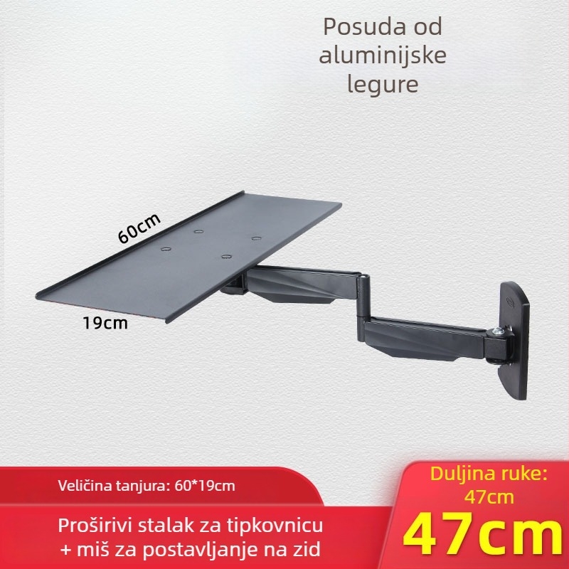 Hx02+ Nosač monitora i tipkovnice na zidu, rotirajući, od aluminijske legure
