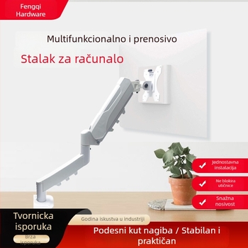 Stalak za monitor s pneumatskom rukom, podesiva visina i okretni mehanički ram, materijal: ugljikova čelika + ABS + PA