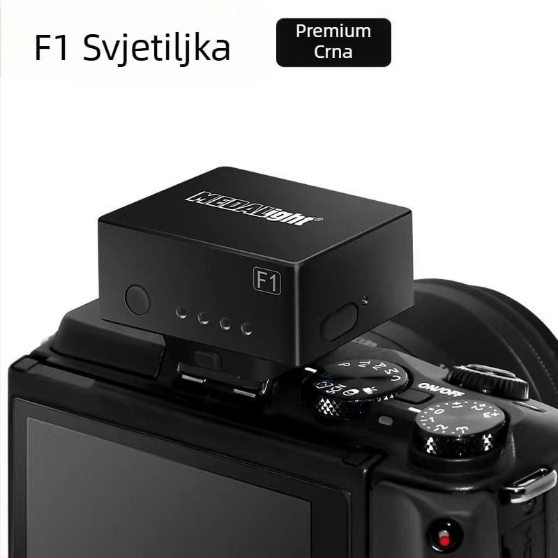Medalight F1 Mini vanjska bljeskalica — kompaktna i prijenosna, univerzalni hot shoe za DSLR/mirrorless fotoaparate (Bez samostalnog napajanja; Jačina svjetla nije prilagodljiva)
