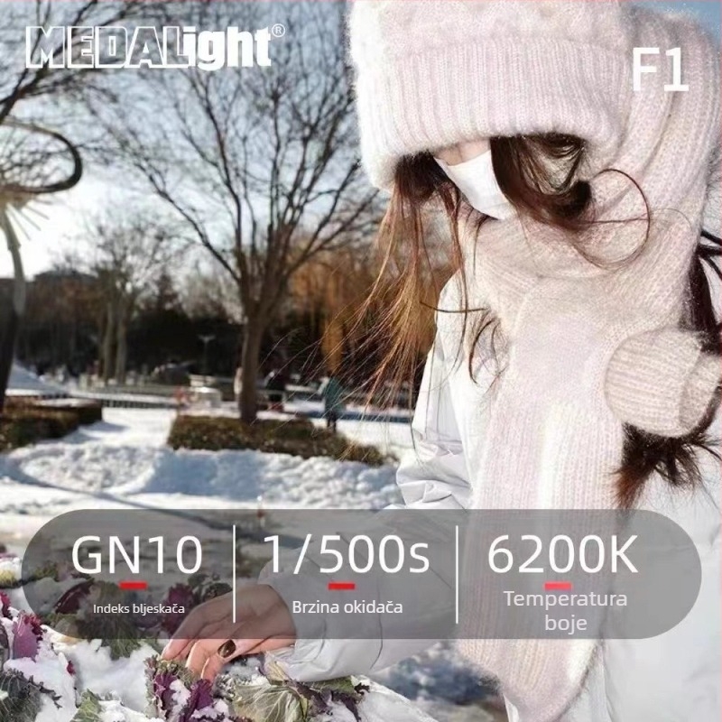 Medalight F1 Mini vanjska bljeskalica — kompaktna i prijenosna, univerzalni hot shoe za DSLR/mirrorless fotoaparate (Bez samostalnog napajanja; Jačina svjetla nije prilagodljiva)
