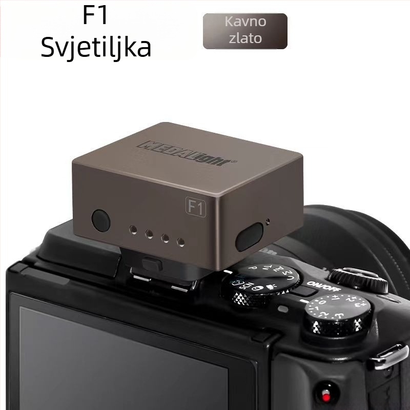 Medalight F1 Mini vanjska bljeskalica — kompaktna i prijenosna, univerzalni hot shoe za DSLR/mirrorless fotoaparate (Bez samostalnog napajanja; Jačina svjetla nije prilagodljiva)