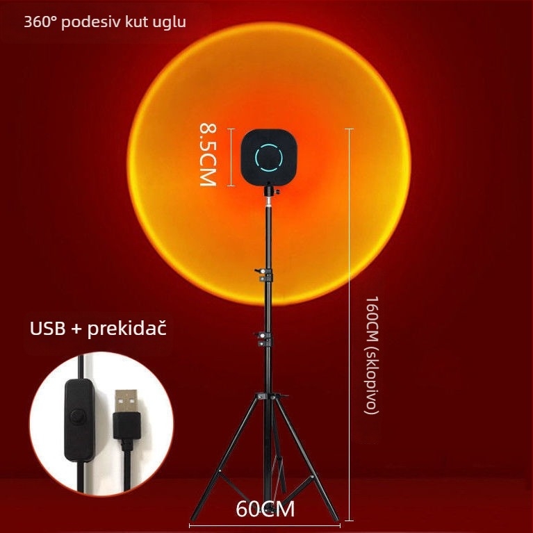 Lampa za atmosferu zalaska s projekcijom, prilagodljiva, zidna montaža, AC napajanje