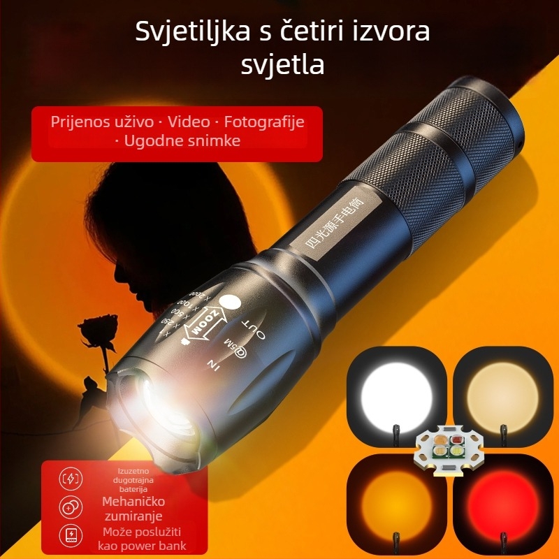 Foto LED rasvjetna lampica s RGB, 5W, 1200mAh, ručno napajanje, uključeni punjač