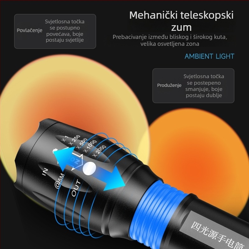 Foto LED rasvjetna lampica s RGB, 5W, 1200mAh, ručno napajanje, uključeni punjač