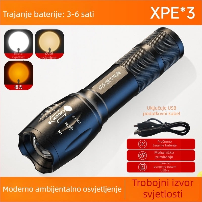 Foto LED rasvjetna lampica s RGB, 5W, 1200mAh, ručno napajanje, uključeni punjač