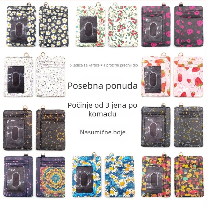 Ženski kožni novčanik za kartice u kineskom stilu sa zatvaračem za novac, 12+2 mjesta za kartice, cvjetni uzorak, proljeće 2024